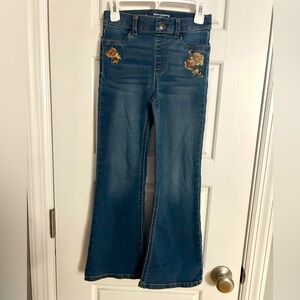 Kids Flared Denim with Embroidered Floral Detail